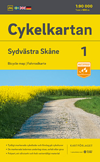 Cykelkort 1 - Skåne sydvest. Målestok 1:90.000